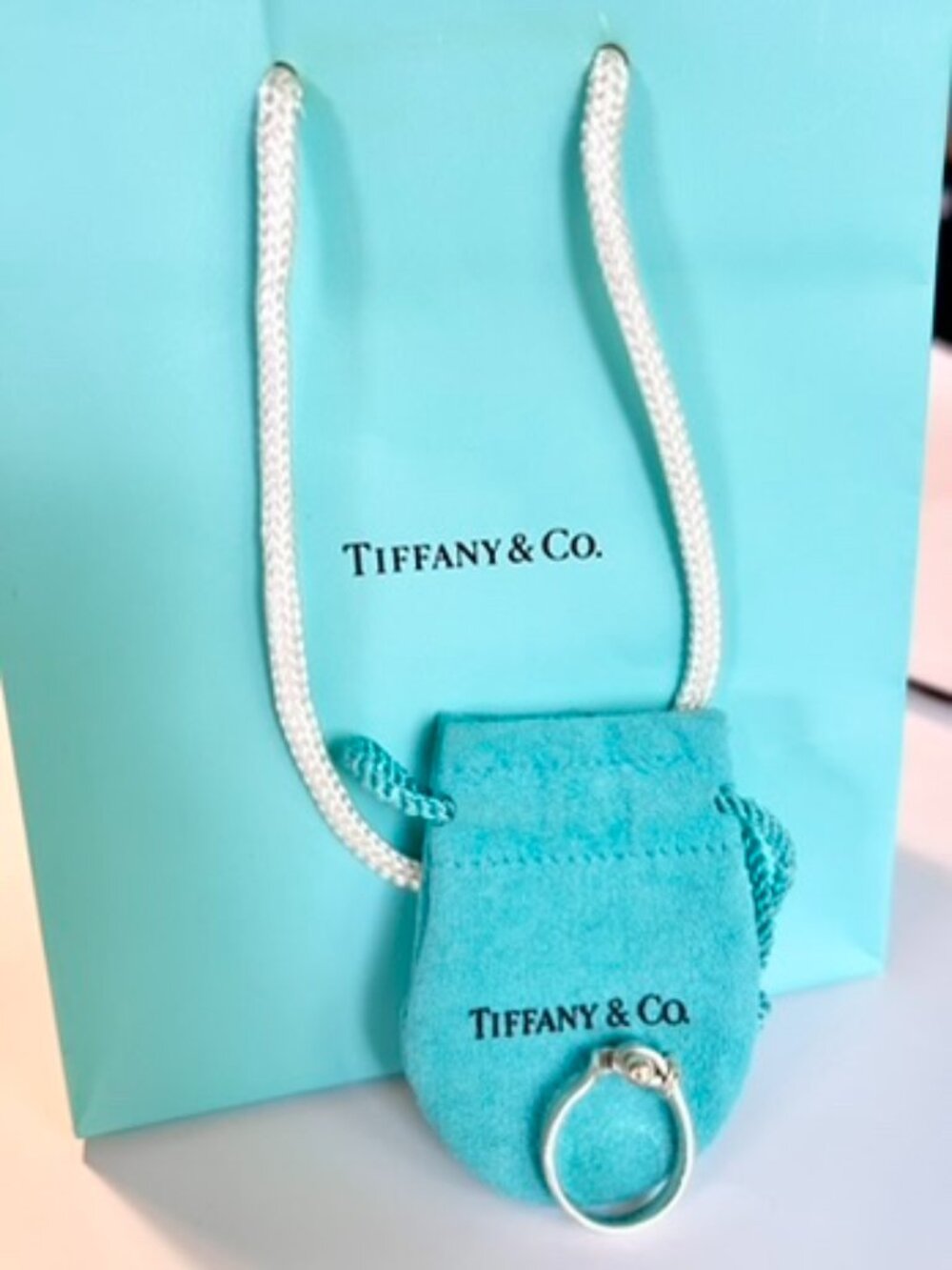Tiffany & Co. Silver 18K Gold Hook And Eye Ring Band